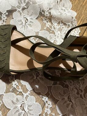 Lace-Up Olive Green Women's Heeled Sandal